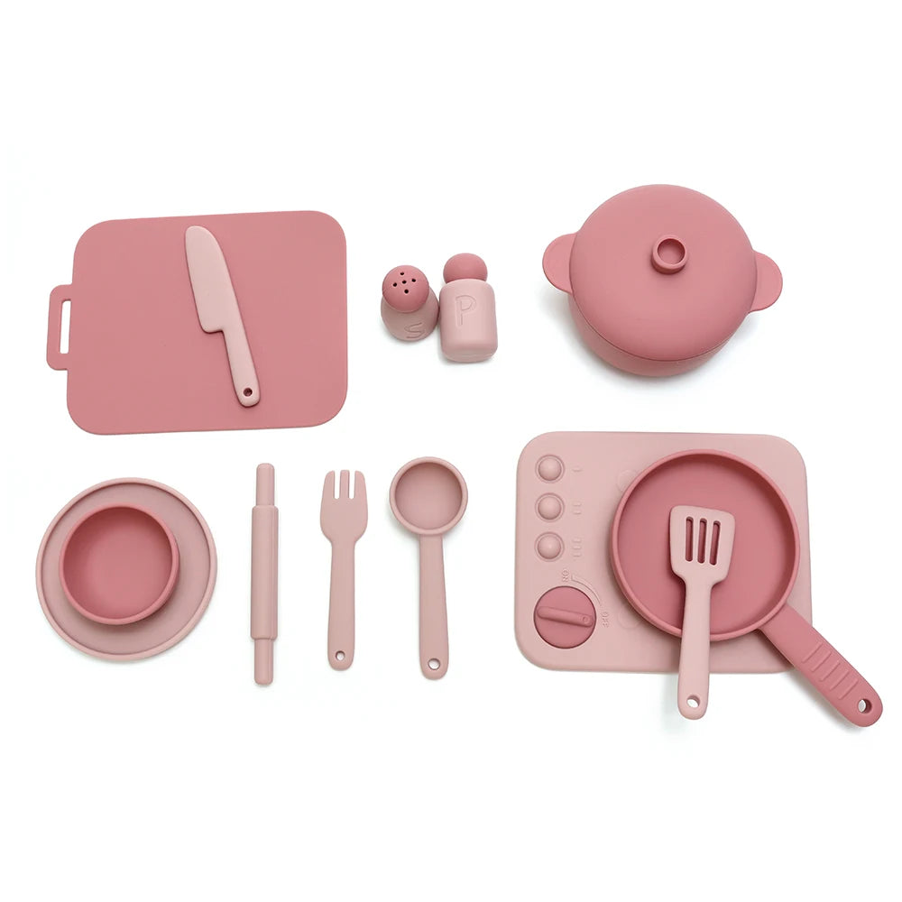 13pcs Silicone Cooking Utensils Kitchen Pretend Play Toy Set