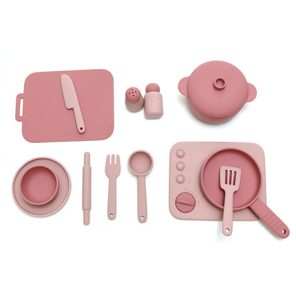 13pcs Silicone Cooking Utensils Kitchen Pretend Play Toy Set