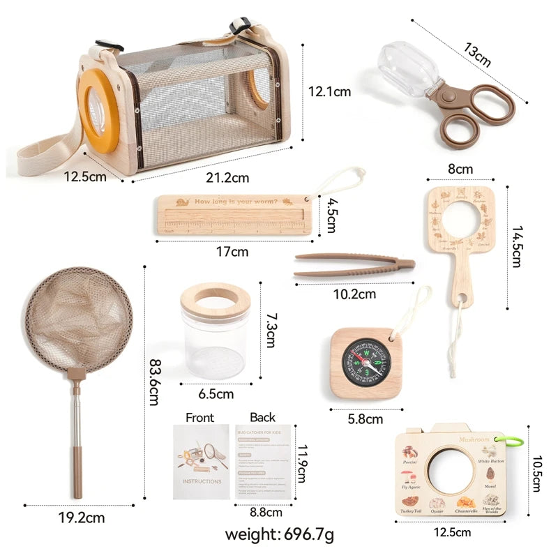 9pc Kids Nature Exploration Kit, Insect Catcher & Bug Viewer Box