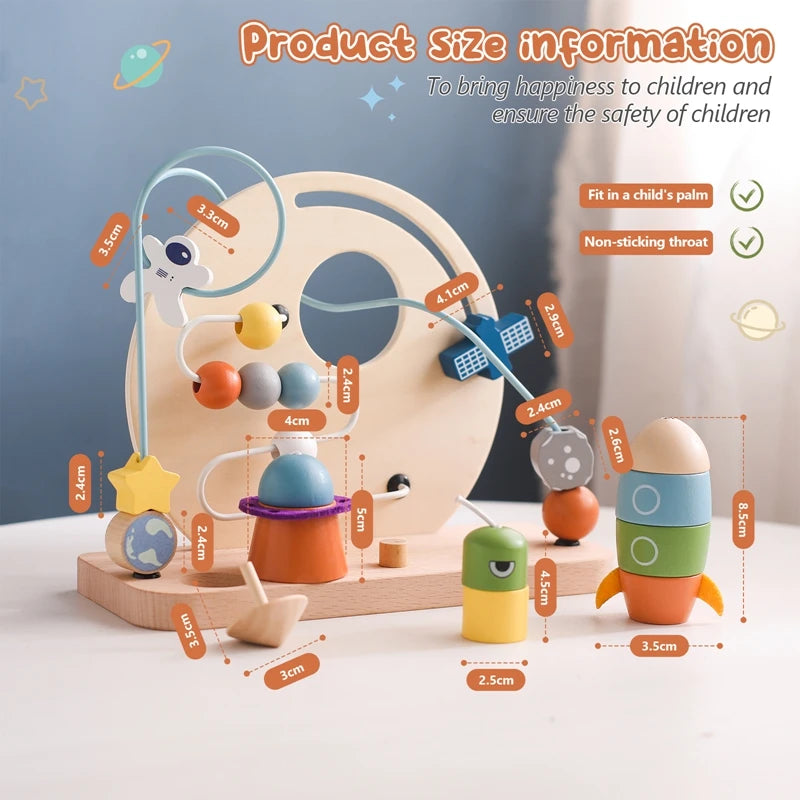 Baby Wooden planet, Activity Space Rocket Interactive Toy for Kids - LittleOzKid
