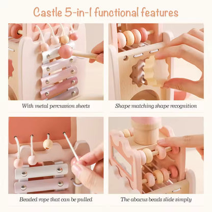 Montessori Wooden Activity Cube & Musical Busy Box Toy