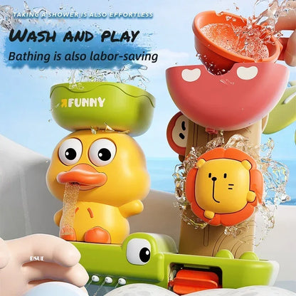 Baby Bath Toy Waterwheel Duck Flower Water Spray Shower Toy for Kids