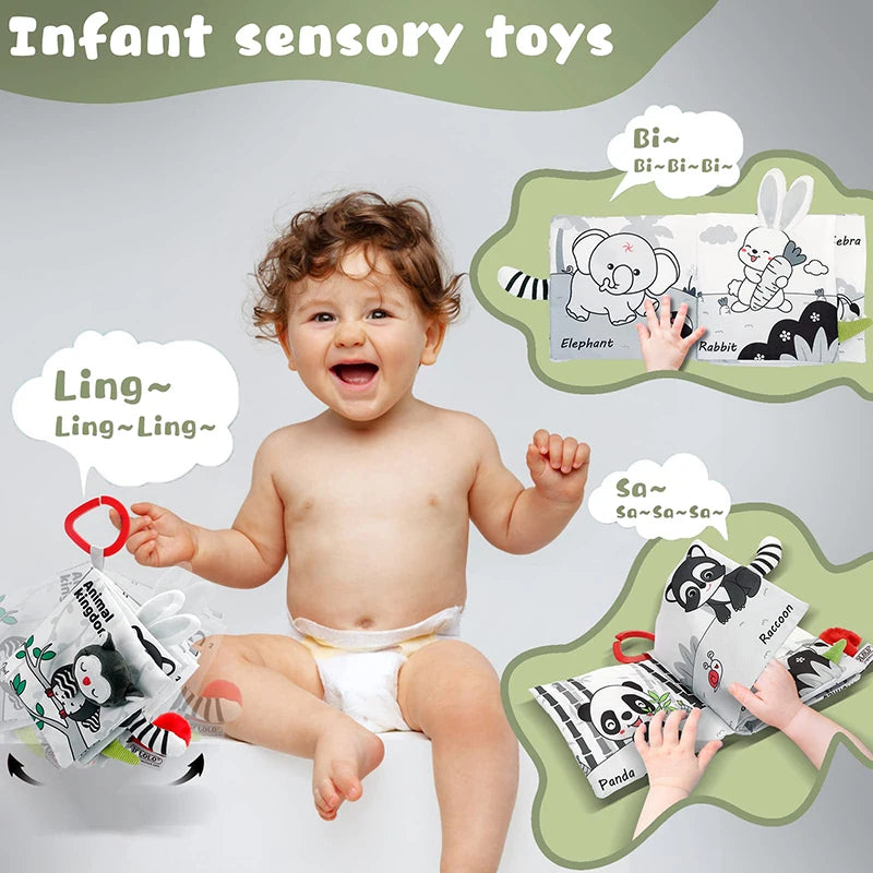 Sensory Soft Baby Books 3D Touch Feel (Quiet Cloth Book, Fabric Books) - LittleOzKid