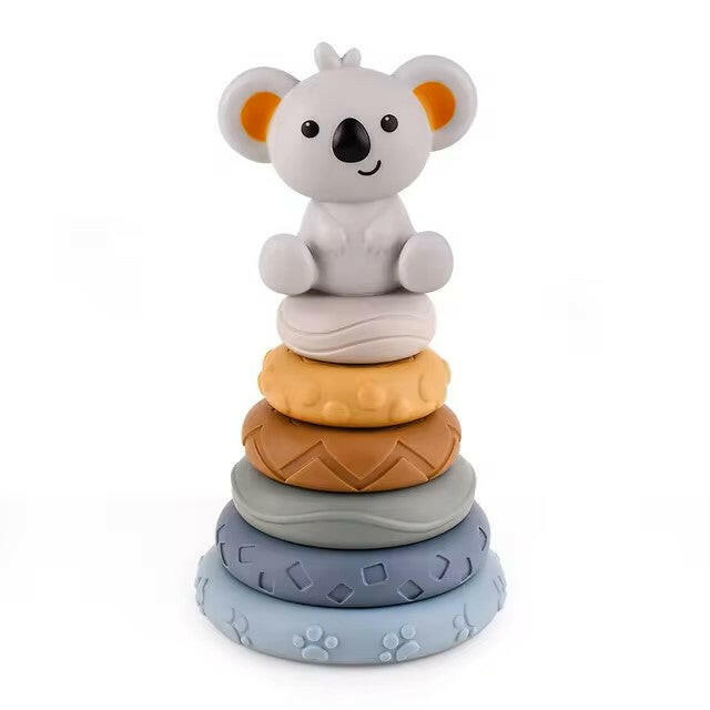 Baby Soft Silicone Stacking Tower Blocks, Bath Toy Ring Stacked for Toddlers - LittleOzKid