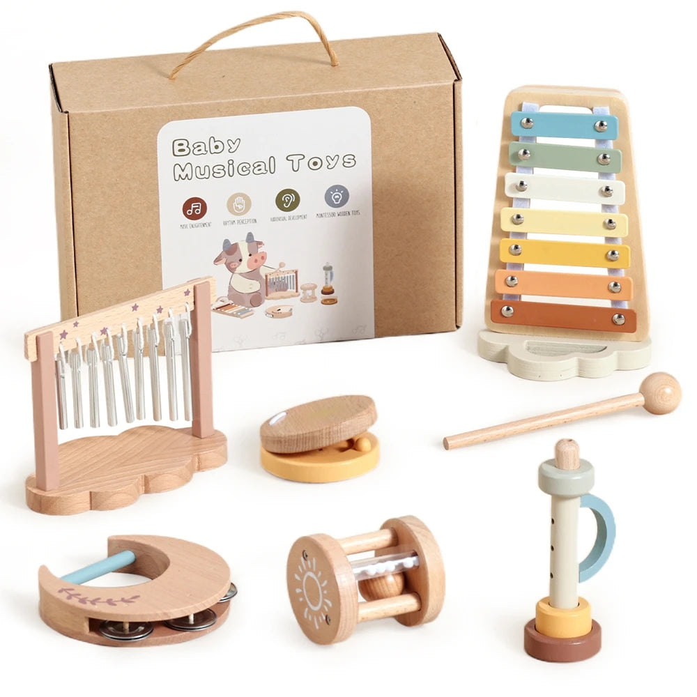 6-Piece Wooden Baby Musical Instrument Set – Sensory Sound & Music Toy