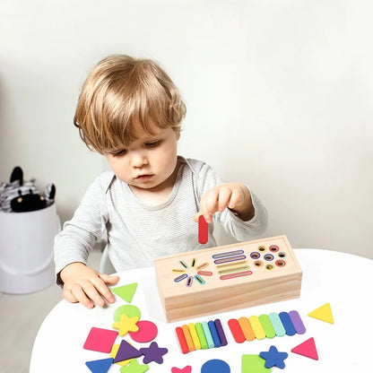 Montessori Wooden 3D Geometric Solids Toy, Shape Sorting & Color Matching