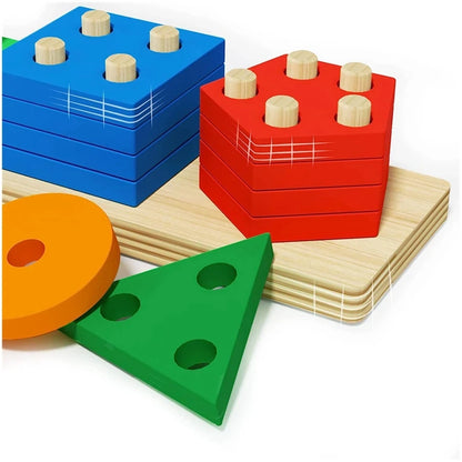 Montessori Early Education Toy – Column Shape Sorter Building Blocks