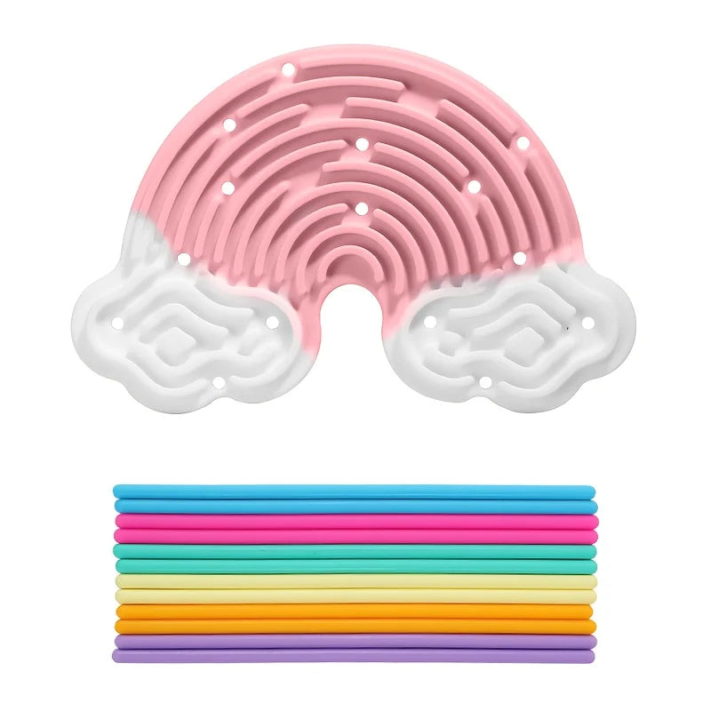 Rainbow Clouds Silicone Sensory Activity Board, Fine Motor Skills and Stress Free Toy
