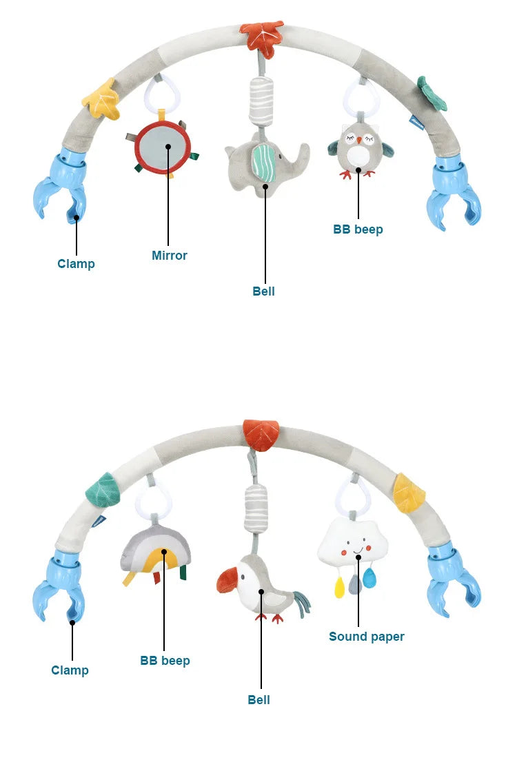 Baby Stretch Activity Spiral Plush Mobile - Sensory Hanging Toy for Car Seat, Crib, Pram, and Stroller