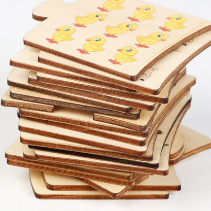 Wooden Animal & Food Matching Puzzle Toy, Toddler Learning Game