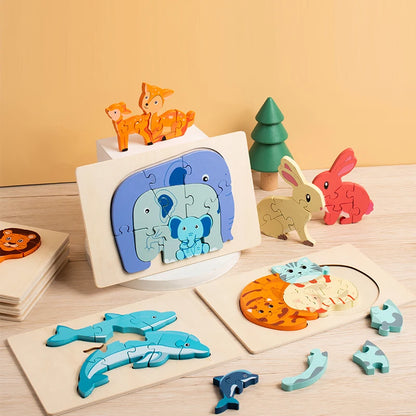 Montessori Wooden Animal Jigsaw Puzzle – (Buy 4 for $64)