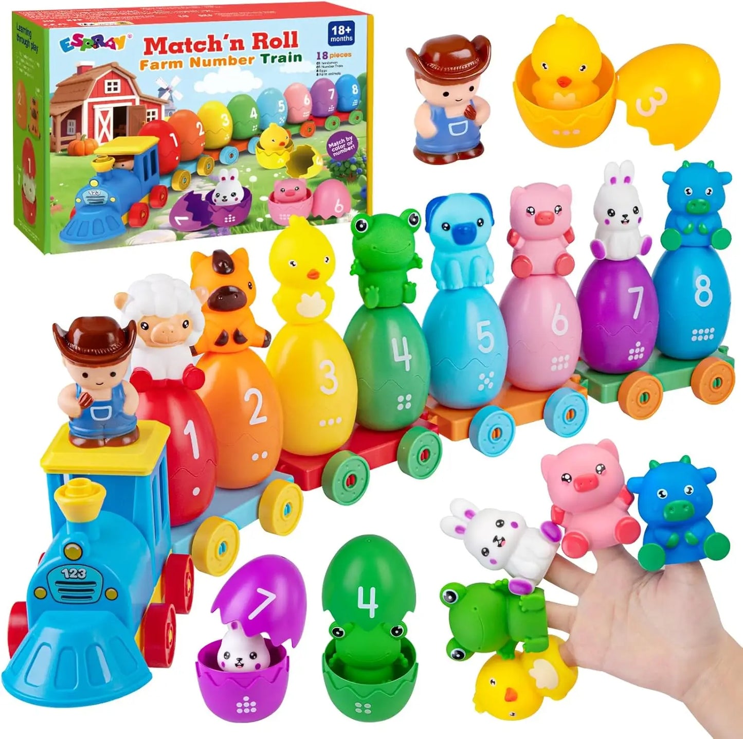 Montessori Farm Animal Train Set – Educational Counting, Sorting & Fine Motor Toy