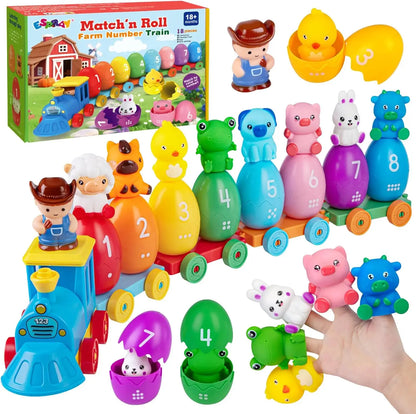 Montessori Farm Animal Train Set – Educational Counting, Sorting & Fine Motor Toy