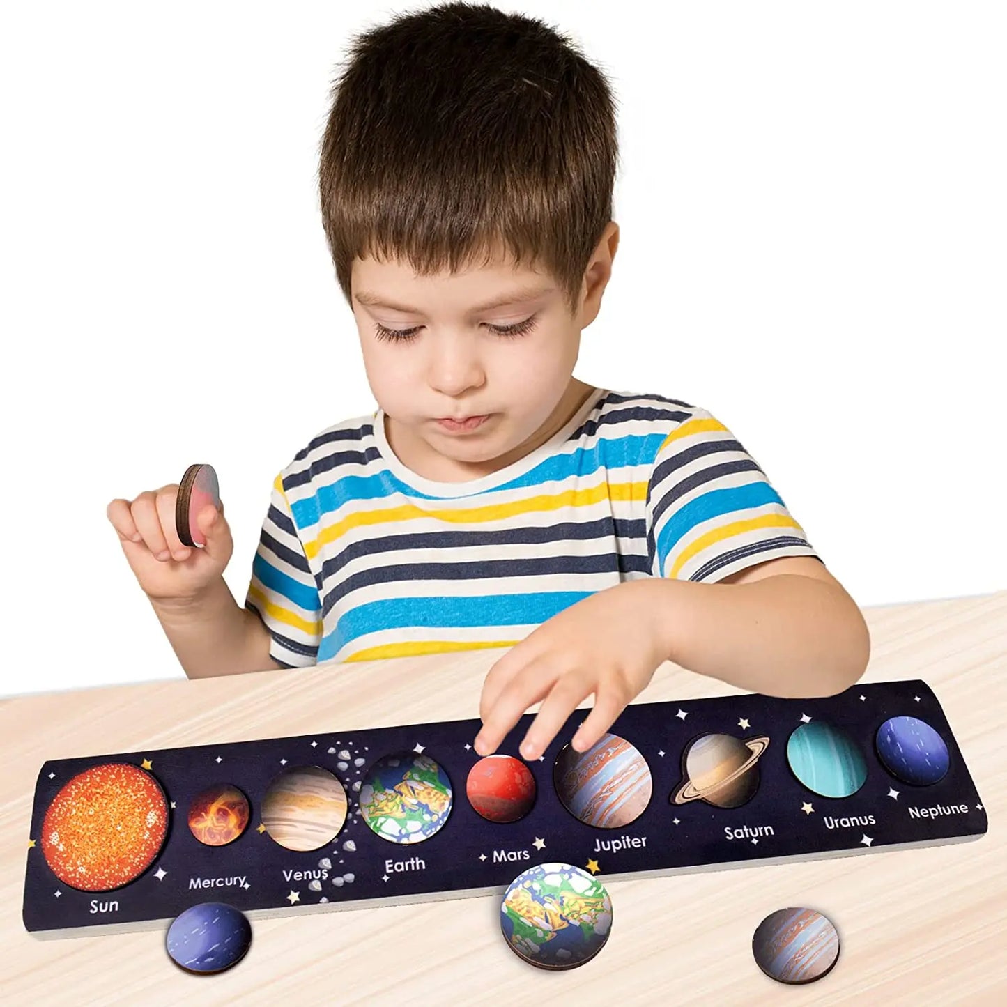 Children Wooden Space Planet Puzzles Montessori Toys, Planet, Solar System Puzzle
