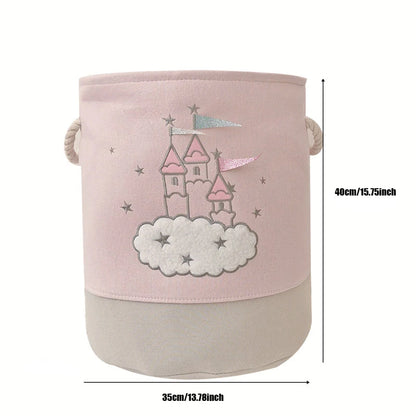 Foldable Large Pink Kids Toys Storage Basket, Laundry Basket, Toy Organiser