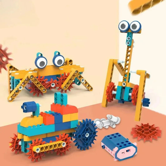 Electric STEM Gear Building Blocks for Kids – Large Particle Engineering Bricks, Montessori Educational Construction Toy