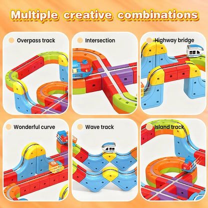 Montessori Magnetic Train Set, ClickRail Electric Railway Builder