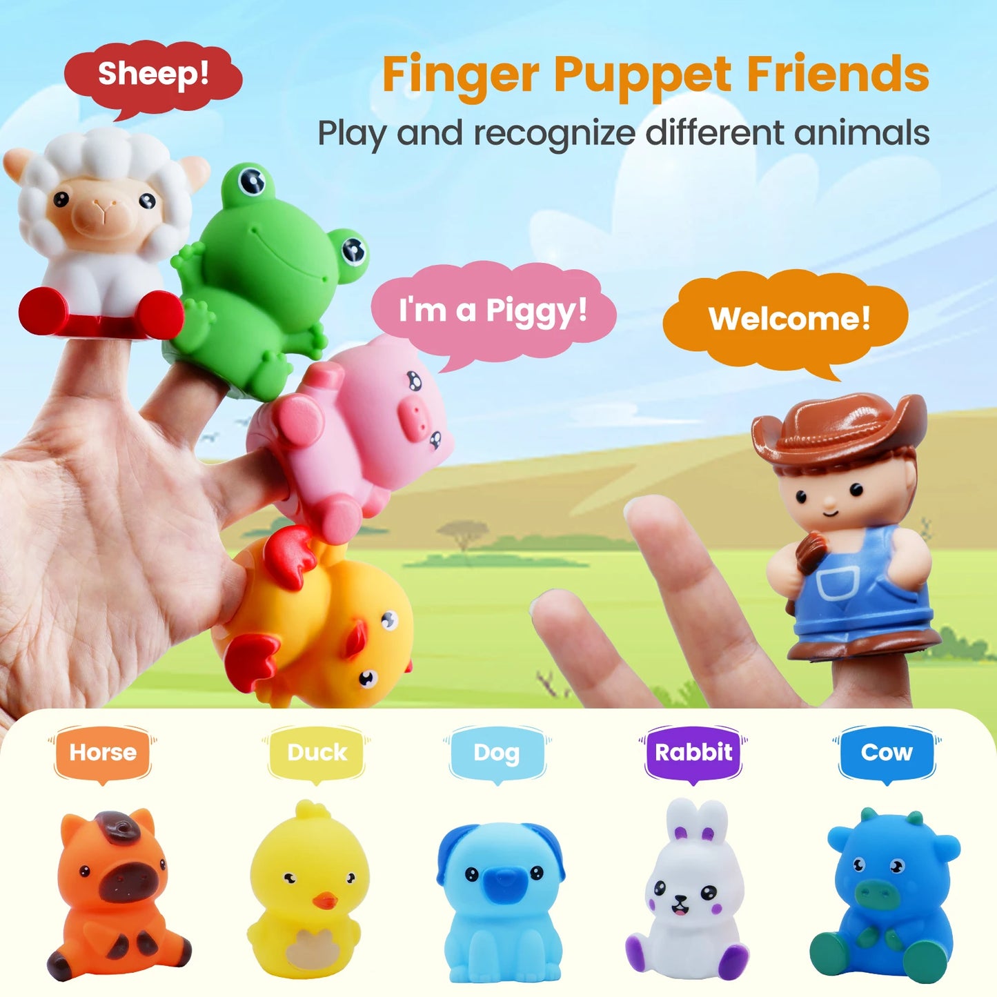 Montessori Farm Train Set for Toddlers, Educational Counting, Matching & Sorting Toy,Fine Motor Skills