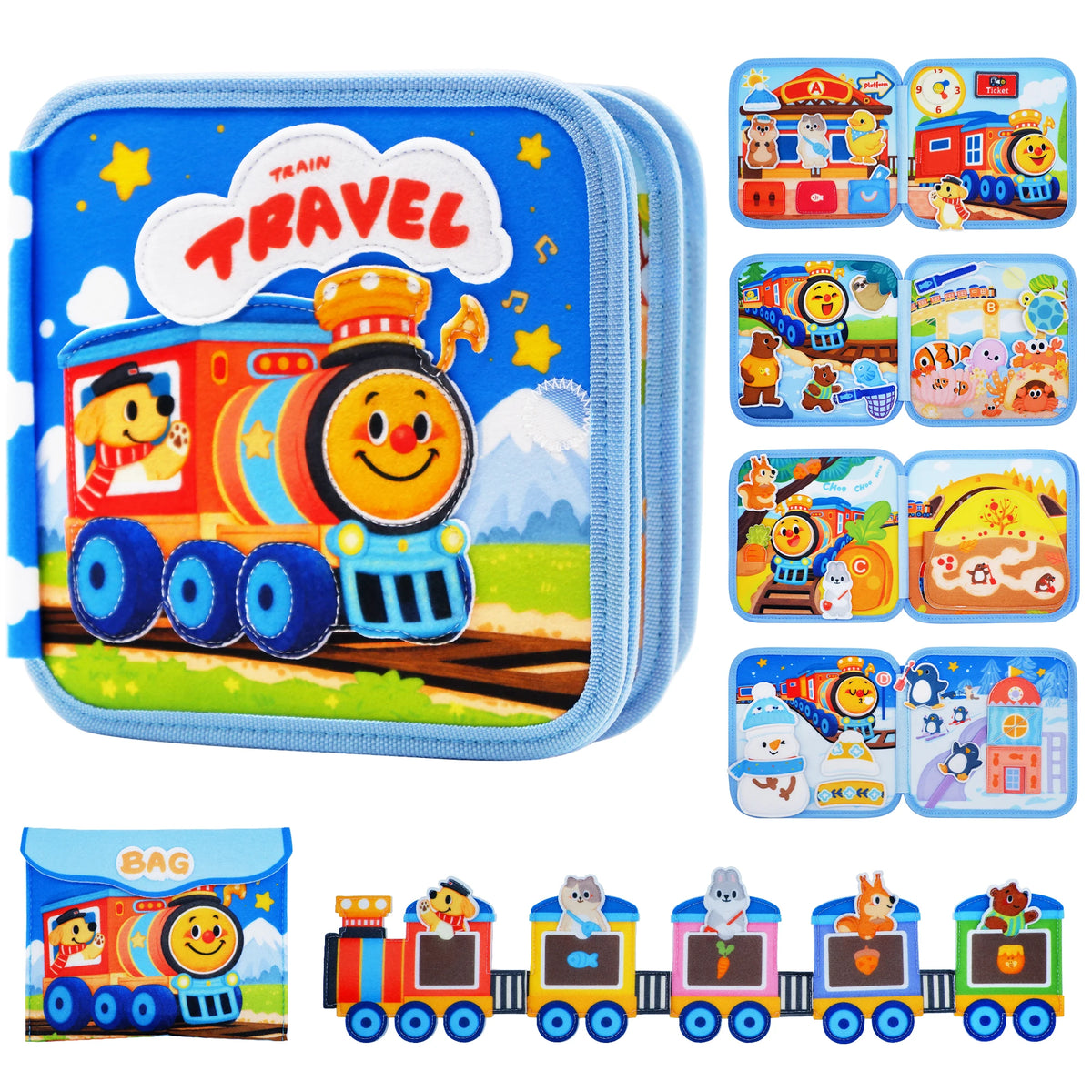 Montessori The Little Train’s Travel Felt Busy Book Adventures