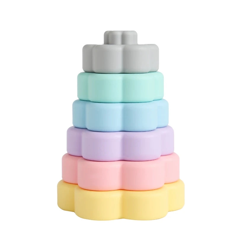 BPA-Free Baby Silicone Building Block, Soft Stacking Tower