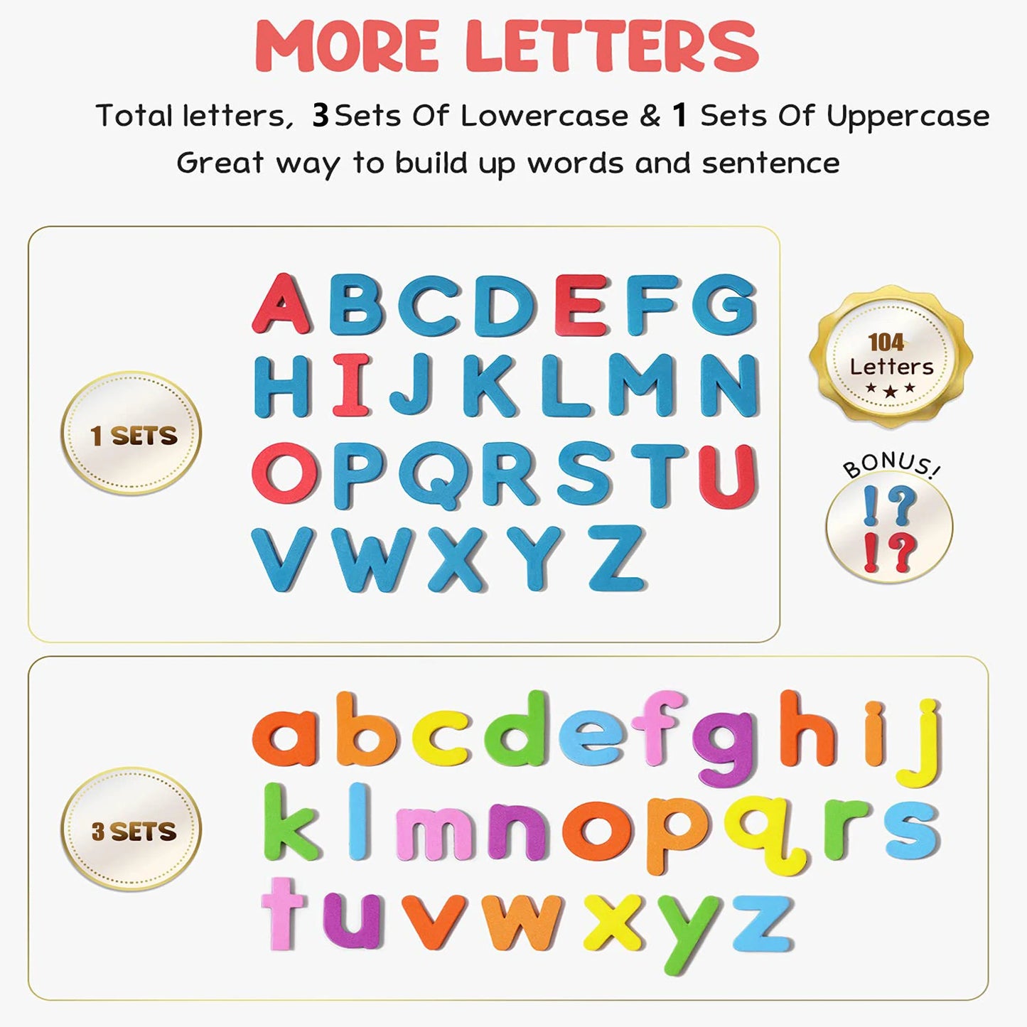 104/208Pcs Magnetic Alphabet Letters Kit set With Magnet Board Foam, Fridge Magnets