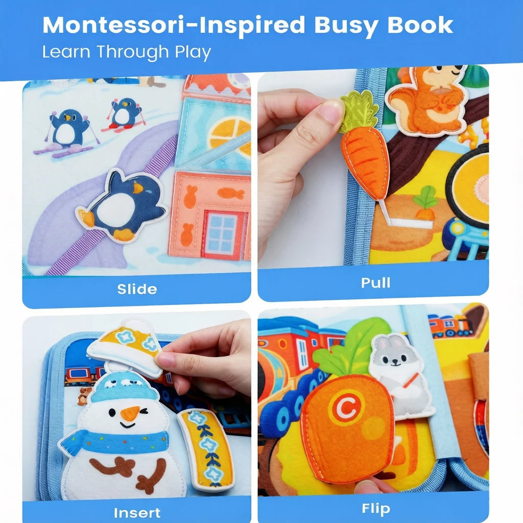Montessori The Little Train’s Travel Felt Busy Book Adventures