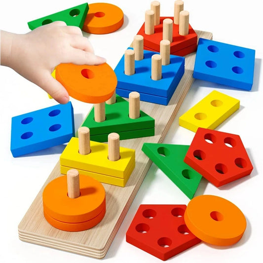 Montessori Early Education Toy – Column Shape Sorter Building Blocks