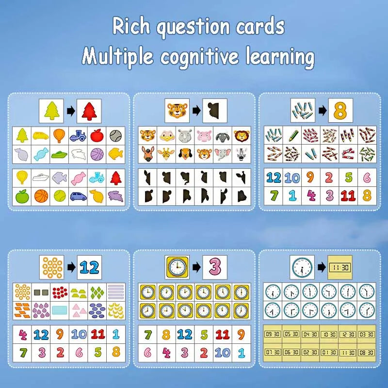 Montessori Kids Logic Thinking Game: Number, Shape & Clock Cognition Toy