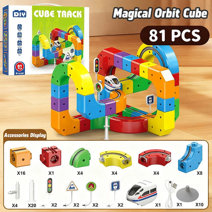 Montessori Magnetic Train Set, ClickRail Electric Railway Builder