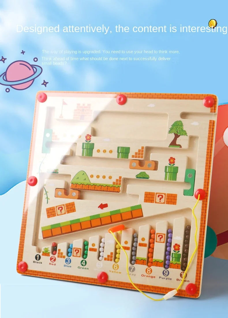 Wooden Magnetic Color and Number Maze, Color Matching Montessori Toys - LittleOzKid