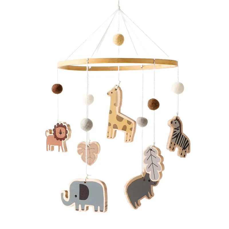 Baby Rattle Nursery Wooden Crib,Cot Hanging Toy Mobile with Music Box and Bed Bell