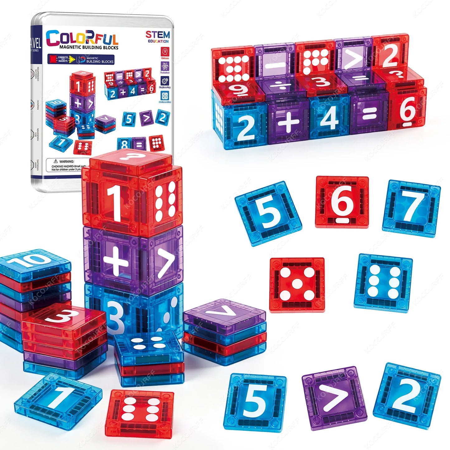 Mini Magnetic Building Tiles – Educational Math & Counting Toy Set