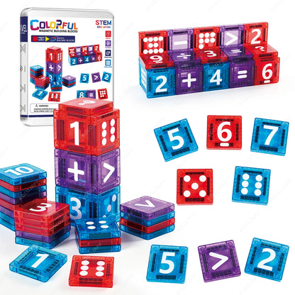 Mini Magnetic Building Tiles – Educational Math & Counting Toy Set