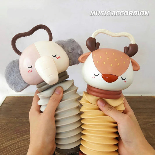 2-in-1 Musical Accordion Baby Crib Bed Bell Stroller, Toddler Rattles Sensory