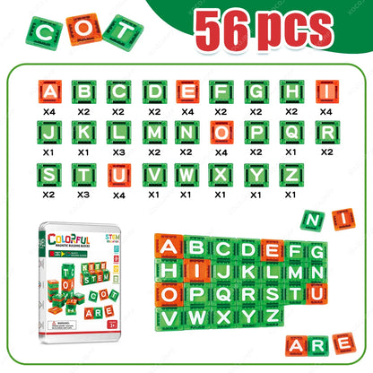 Mini Magnetic Tiles Letters Toys, Alphabet Learning & Spelling Building Blocks