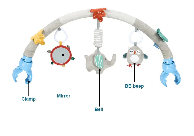 Baby Stretch Activity Spiral Plush Mobile - Sensory Hanging Toy for Car Seat, Crib, Pram, and Stroller
