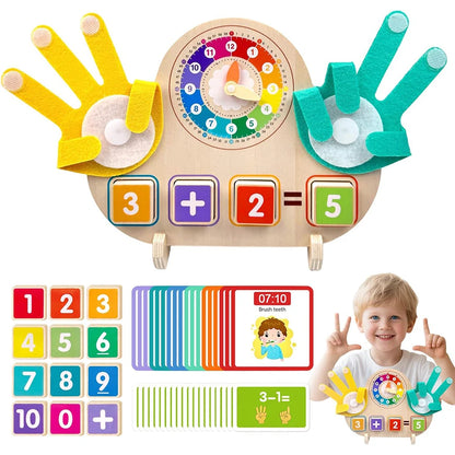 Montessori Wooden Math Learning Board Numbers Clock Counting Toy
