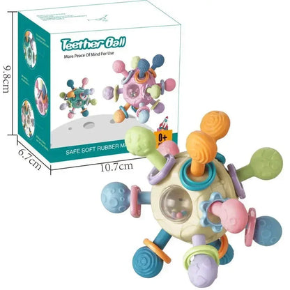 Baby Silicone Rotating Rattle Ball Grasping Activity, Teether Sensory Toys