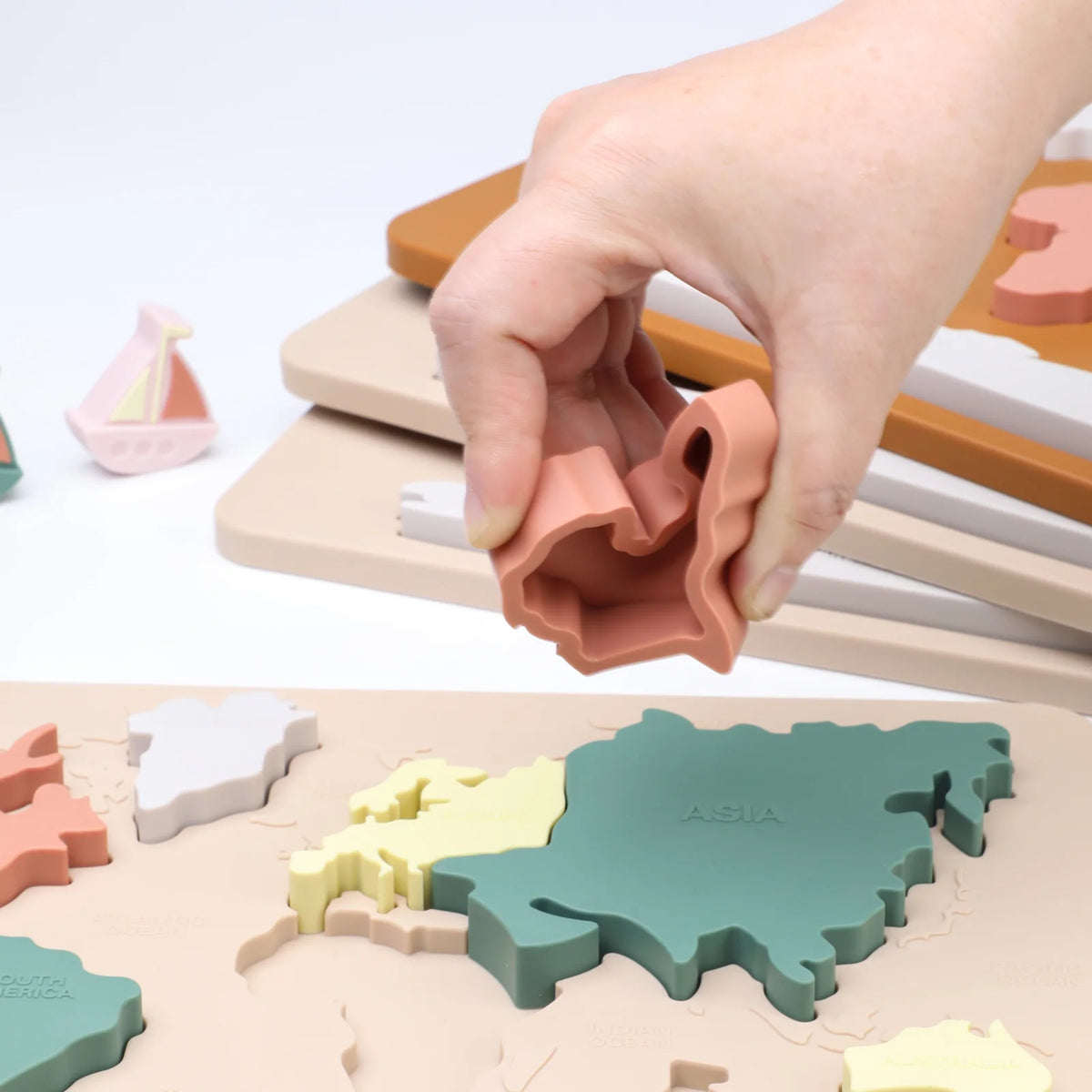 Montessori Silicone World Map Puzzle for Toddlers & Kids