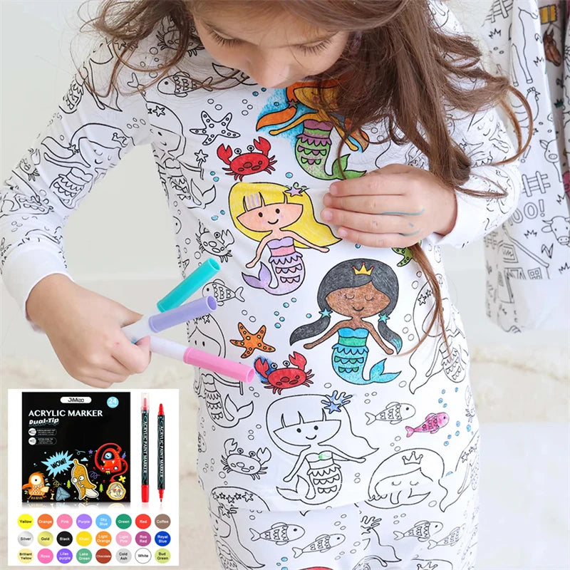 DIY Color-Your-Own Kids Pajama Set, 2-Piece Coloring Kit