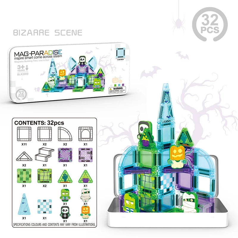 Mini Magnetic Building Blocks Tiles – Portable Travel Set