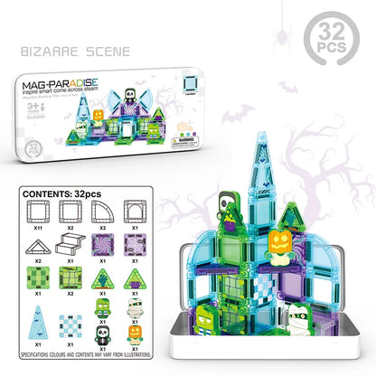 Mini Magnetic Building Blocks Tiles – Portable Travel Set