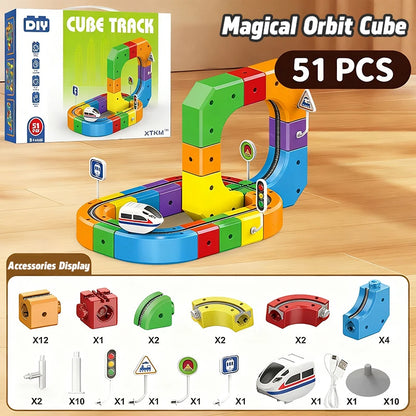 Montessori Magnetic Train Set, ClickRail Electric Railway Builder