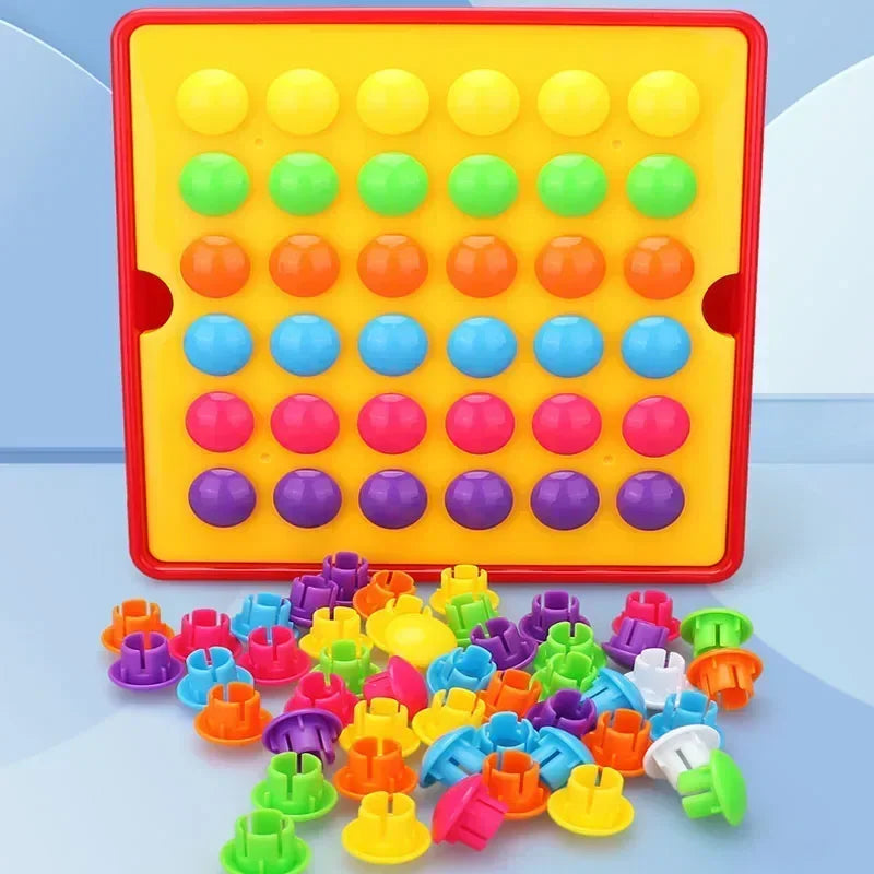 3D Mushroom Nail Puzzle – Montessori Animal Jigsaw Puzzle Toy, Early Educational Beads Puzzle Toy for Kids