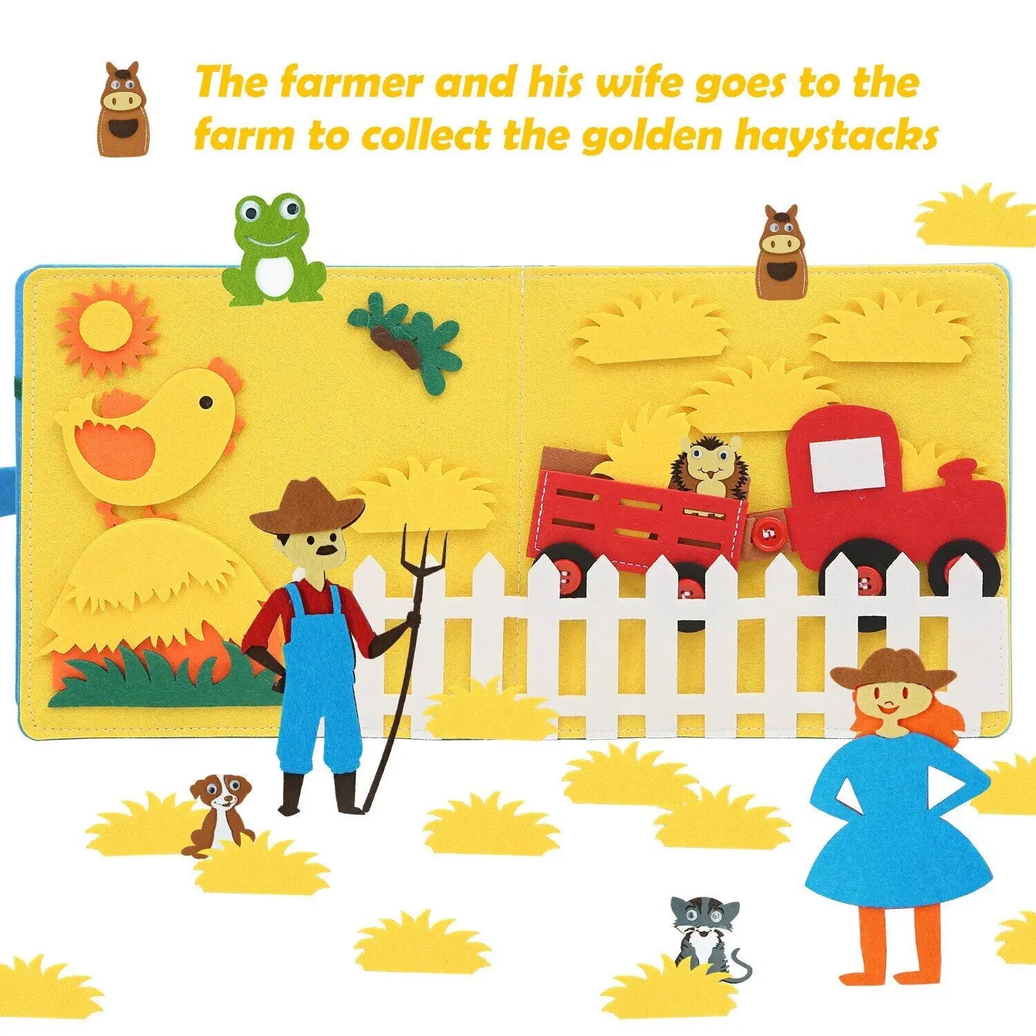 Toddlers Montessori Busy Board Farm Animal Quiet Felt Activity Toy Book - LittleOzKid