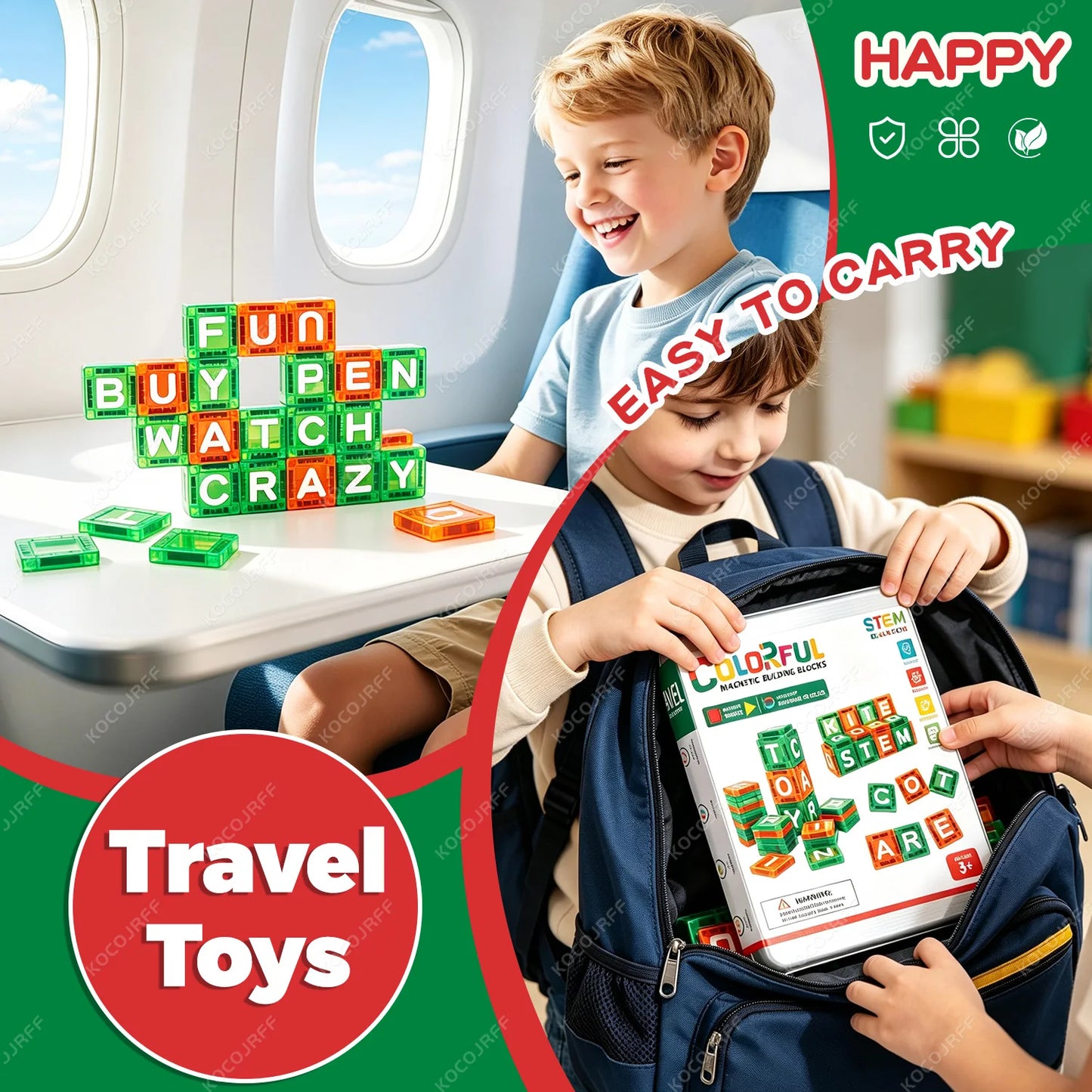 Mini Magnetic Tiles Letters Toys, Alphabet Learning & Spelling Building Blocks
