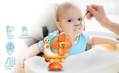 Baby Montessori Suction Spinner Toy, Bath Sensory & High Chair Suction for Toddlers