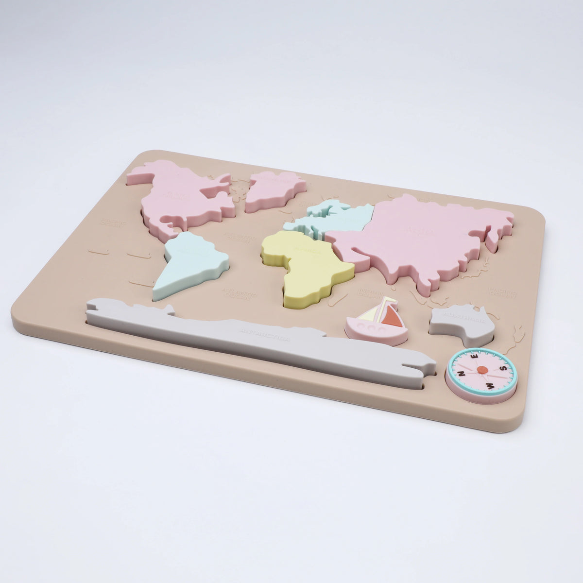 Montessori Silicone World Map Puzzle for Toddlers & Kids