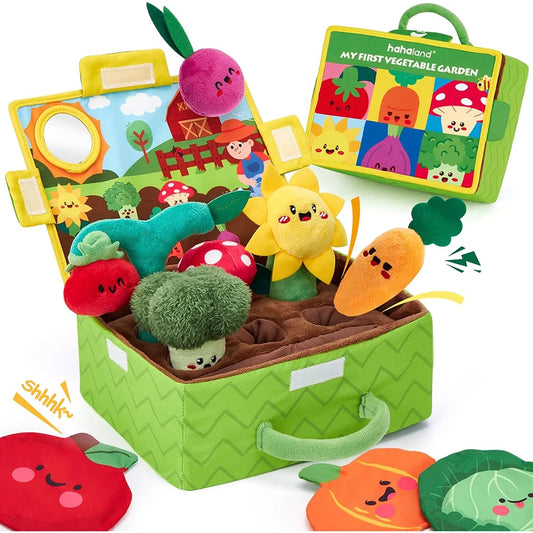 Montessori Plush Garden Fruit & Veggies Sensory Toy Set for 6-12 Months