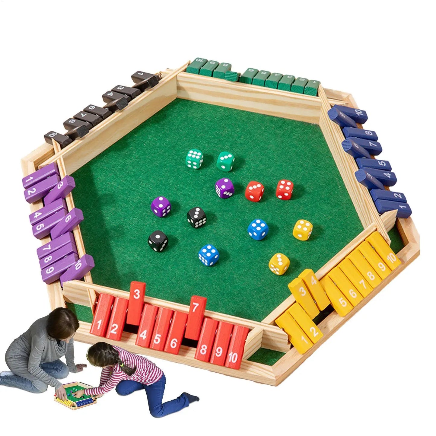 Shut The Box Wooden Game – 6‑Sided Math Board for Parties & Travel